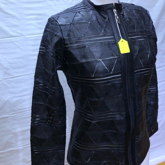 Black leather and mesh jacket - Picture 6 of 8